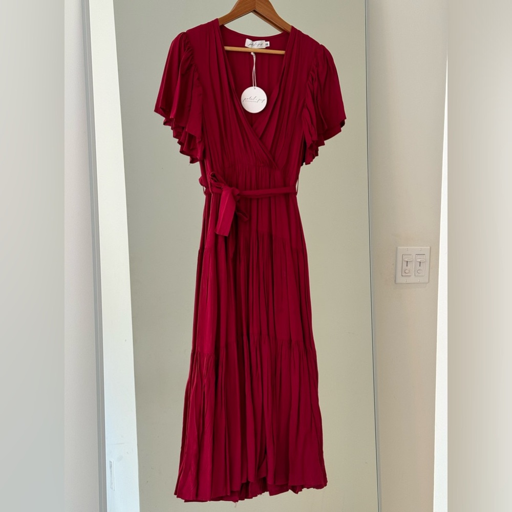 Wine red midi dress